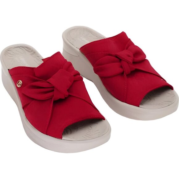 LifeStride Smile Red Wedge Slide Sandals Bow Top Comfort Slip-On US 8.5M EU 39 - Picture 4 of 6